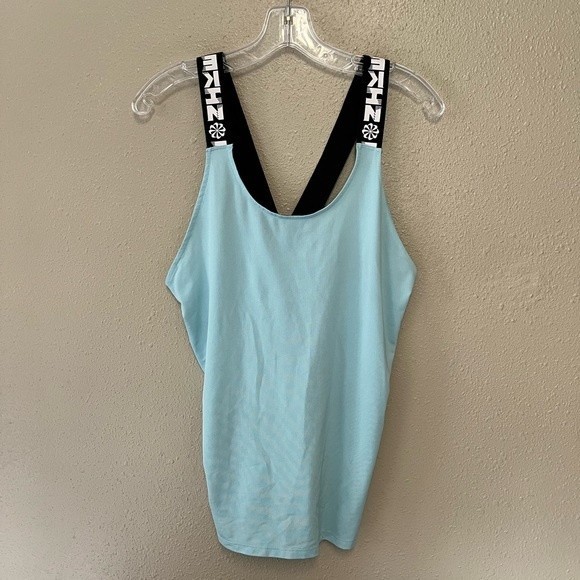 Nike blue tank top with wide strap black straps GUC size medium - Picture 3 of 9